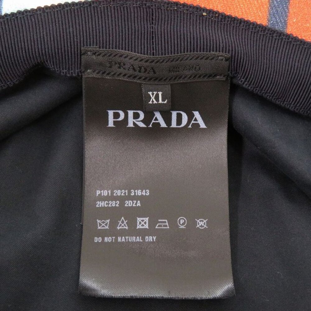 Prada Triangle Logo Stripe Size XL Cotton Multicolor Bucket Hat 1378 - Picture 8 of 9